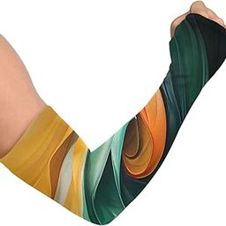 Cooling Arm Sleeves for Men Women UV Sun Protection Arm Covers Orange Green Abstract Compression Sleeves Sports Football Golf Cycling-image-94
