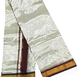 Dhoties For Men Cotton Silk Dhoti With Zeri Border Single Dhoties Green And Maroon Borders-image-61