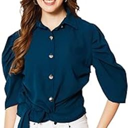 Womens Top Solid Pink Plain Buttoned Office Wear Stylish Casual Half Sleeve Comfortable Top for Women & Girls-image-47