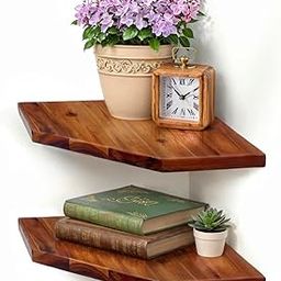 Saba Handicraft Corner Shelf Wall Mount, Set of 2 Solid Acacia Wood 12 x 16.5 inches Floating Corner Shelves, Smooth - Durable - Attractive Corner Shelves for Bedroom Living Room Bathroom Kitchen-image-23