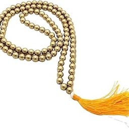 Divine Golden Pyrite Jaap Mala 108-8 mm Beads for Prosperitiy Wealth Willpower and Financial Abundance with 1 Palo Santo Smude and 1 California White Sage Smudge Stick-image-2