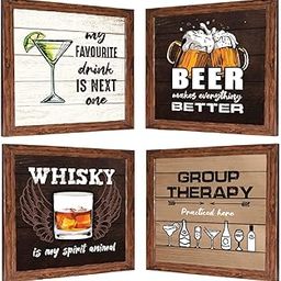 Chaka Chaundh Engineered Wood -Whisky Wall Quotes Beer, Cocktail Quotes Poster With Frames - Bar, Alcohol Quotes Wall Decoration Item - (11 X 11 Inches - Set Of 4)-image-7