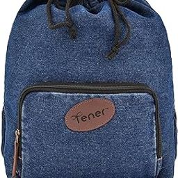 13L Denim Backpack for Unisex | Lightweight Casual Daypack with Quick Access Front Pocket | Enzyme Washed Drawstring Closure Bag – Denim Blue-28