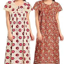 Women's Cotton Printed Full Length Maxi Maternity Wear Nighties-picture-18
