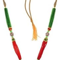 Traditional Green And Red Glasses Beads MangalSutra/Tanmaniya/nallapusalu Mala With Gold Plated Pendent-picture-22
