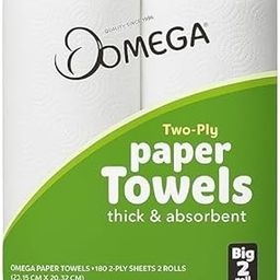 Omega 2 Ply Paper Towels - 2 Big Rolls (90 Sheets Each) | Thick & Absorbent | Soft And Highly Absorbent | Kitchen, Cleaning, Household Use | 180 Sheets-image-12