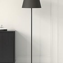 Modern Floor Standing Lamp, 150 cm Black Metal, LED Compatible, Touch Control, 16-Inch Black Lampshade-image-53