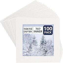 YAYODS Pack of 100 White Mounts - 10 x 10 cm Bevelled Design Passepartout Cardboard - Inner Size 7 x 7 cm Mounts for Photos, Pictures, Art Prints-picture-19