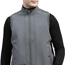 Mens Solid Mock Neck Sleeveless Reversible Jacket (224066721)-image-52