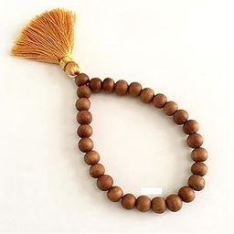 White Sandalwood (Safed Chandan) Knotted Mala Bracelet 10 Mm 27+1 Beads Prayer Mala, Sandalwood Bracelet Quarter Mala for Unisex Adult-image-24