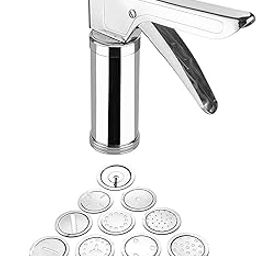 GlamGlee Stainless Steel Kitchen Press with Different Types of Jalies, Murukku Maker/Bhujiya Maker/Noodles/Cookies/Namkeen/Chakali Maker/Sev Maker/Farsan Maker/Gathiya Maker-image-82