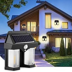 SWAMI Solar Wall Light with Motion Sensor – 2 Led Tungsten Waterproof Outdoor Wall Lamp & 3 Modes | 1200mAh Battery, Auto Day Off & Night On | Garden, Fence, Balcony, Patio, Yard & Stair Lighting-67