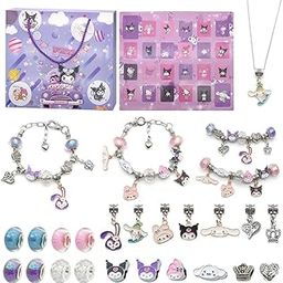PATPAT® Kawaii Charm Bracelet Making Kit DIY Jewelry Making Craft Gift Set Kawaii Sanrio-themed Bracelet Making Charm Beads Kit DIY Friendship Beacets, Necklace Craft Kit Christmas Gift for Girls-11