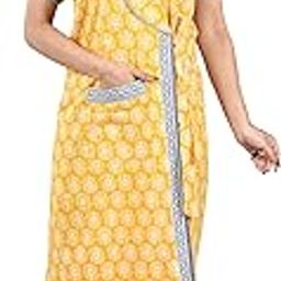 Beallamy Women's Pure Cotton Printed House Coat,Front Open Adjustable Nighty/Night wear A3015-11