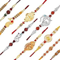 Gold Plated Rakshabandhan Rakhi Combo of 10 Adjustable Religious Rakhi Bracelet For Dearest Bhai/Brother/Bhaiya CO1000495COM-image-50
