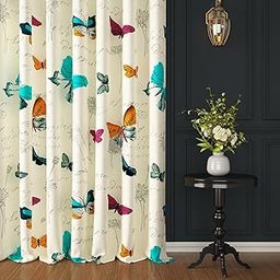 Story@Home Door Curtains 7 Feet Long Set of 2 | Floral Printed | Cotton Curtain | Light Filtering Curtains | Curtain for Living Room | (116 x 215 cm, White & Pink) | Perfect for Home Decor-22