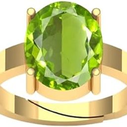 V5.25 Ratti 4.50 Carat Certified Green Peridot Gemstone Gold panchdhato Metal Adjustable Ring/Anguthi for Men and Women-image-45