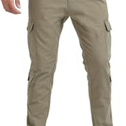 Men's Lazy Linen Utility Cargo Pants, Sylish Mid Rise Relaxed Fit Cargo for Men, 98% Cotton 2% Lycra, 6 Pocketered, Elasticated Waist with Button-image-64