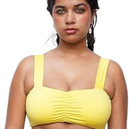 Women's Bikini Crop Top with Gathers, Beach Outfits, Beachwear, Swimsuit, Pull-on Swimwear, Swim Top, for Daily Use-picture-11