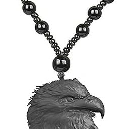 Eagle Head Pendant Necklace for Men Women Tribal Style Black Elegant Beaded Chain, Handmade Resin Eagle Accessory Fierce Hawk Symbol Charm for Outdoor Spirit Jewelry Gift for Men, Women-image-83
