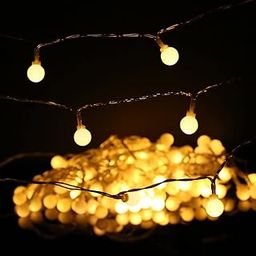 House of Quirk Outdoor String LightsBattery Operated Warm White, 20 LED Ball Lights, Christmas Light, String Light for Home Decoration (Warm White 20 Bulb)-1