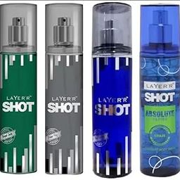 LAYER'R 1 SHOT DEEP DESIRE DEODORANT+ 1 SHOT POWER PLAY DEODORANT+ 1 ROYAL JADE DEODORANT+ 1 ABSOLUTE SERIES CRAZE DEODORANT 135ML Deodorant Spray - For Men & Women (135 ml, Pack of 4)-image-70