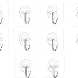 Self Adhesive Wall Hooks, Flower Design, Pack of 10, White-image-59