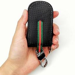 Unisex Mens Womens Premium Port Pattern Leather Car Key Holder Bag Keychain Case Wallet with Zipper Closure-image-96