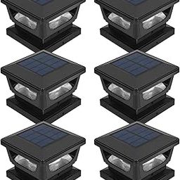 Sumaote Solar Post Lights, Outdoor Solar Post Cap Light Fits 4 x 4 Wood, 3x3 & 4x4 PCV/Vinyl Fence Post Lights Solar Powered Deck Light for Garden Yard Railing, IP65 Waterproof, Black Shell, 6 Pack-picture-25