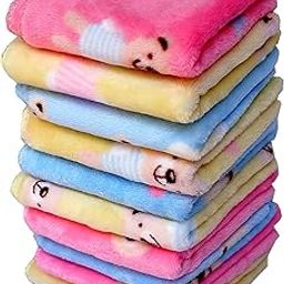 Aenon fashion Unisex Soft Fluffy Thick Cotton Teddy Bear Print Face Towel/Handkerchief Set of 12 (10X10 Inches)-13