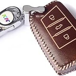 JVCV® Car Styling Soft Handmade Leather Key Cover Compatible with Skoda Kylaq Slavia Kushaq Octavia Taigun Tiguan Virtus Kodiaq Superb Folding Key (Brown)-picture-13