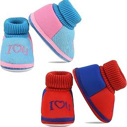Soft Comfortable and Skin Friendly Slip-On Cotton Casual Winter Booties for 0-9 Months Baby Boy & Girl Pack of 2-image-6