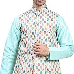 Mens Stylish Polyster Floral Digital Printed Nehru Jacket | Two Pockets | Mandarin Collar | Lightweight | Comfortable Mens Nehru Jacket-image-83