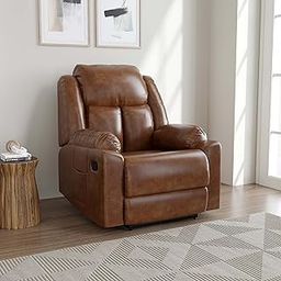 Softland Rhino Single Seater Leatherette Manual Recliner (Italian Brown)-16