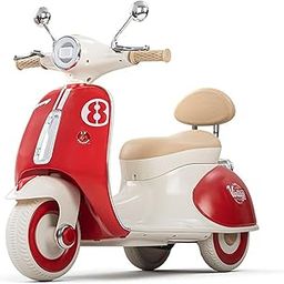 JN Creations Vintage Rechargeable Battery Operated Ride-On Scooter for Kids | 3-Wheel Electric Bike with Music, LED Lights, USB, and Horn | Safe & Stylish Toy for Boys & Girls (Age 1-5 Years) (Red)-image-83