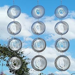 Bird Scare Discs Reflective Wind Spinners, DREARK Paw-Print Circular 12 PCS Metal Bird Reflectors, Highly Reflective Double-Sided Bird Devices Deterrent to Scare Birds Away from Yard/Patio/Farm-image-97