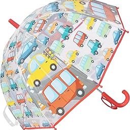 Kids Transparent Dome Umbrella – Car Print, Auto Open, Windproof, Lightweight, Dome Shape Umbrella for Boys & Girls – Safe Rounded Tips, Full Visibility Rain Cover-image-81