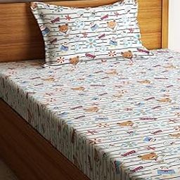 Home Sizzler 144TC Microfibre Kid's Toys Single Bedsheet with 1 Pillow Cover-image-1