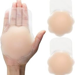 Cup Breast Lift Pasties Nipple Covers Plus Size Silicone Nipple Covers Reusable Large Sticky Nipple Covers (10cm (A-B Cups), Nude Flower)-image-94