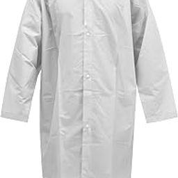 BANSHRI ENTERPRISE Unisex Waterproof Raincoat for Men & Women | Lightweight Rain Coat with Hood & Front Buttons | Long Length Rainwear Travel & Monsoon | Free Size (IN, Alpha, Free Size, White)-54