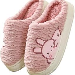 Fluffy Warm Slippers for Women and Men Cute Cartoon Rabbit Flip Flops Fur Winter Fashion Slip on for House and Bedroom Slides & Home Indoor-picture-46