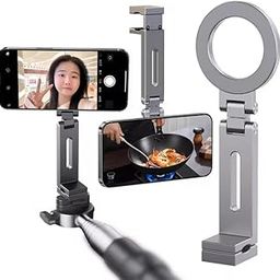 FKU Magnetic Hands-Free Airplane Phone Mount Airplane Phone Holder Travel Essentials Foldable Cellphone Mount for iPhone 16 15 14 13 12 (Silver)-14