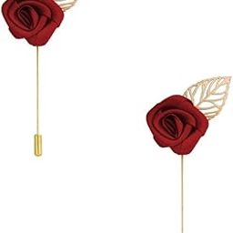 Maroon Rose Lapel Pin Men Brooch Boutonniere Tuxedo Pin - Pack of 2-picture-15