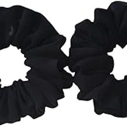 SM CREATION Hair Scrunchies, Pack of 2, Georgette Black, Elastic Hair Bands-52