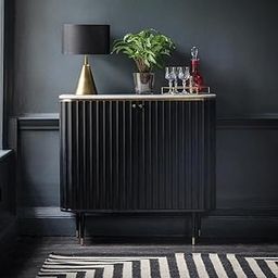 Suryavanshi Solid Wood Modern Bar Cabinet for Living Room | Black Fluted Finish with Golden Accents | Marble Top & Bottle Rack Storage | Pre-Assembled | 95×41×90 cm-image-69