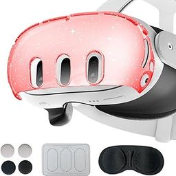 Havilah for Meta Quest 3 PC Protective Shell, Style: 7 in 1 (Glitter Transparent Red)-17