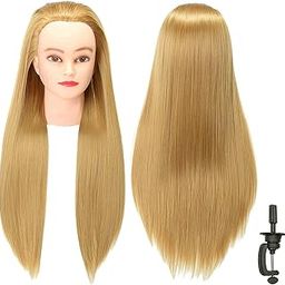 Rapidsflow® Salon Practice Dummy Cosmetology Training Head/Hair Dummy For Hair Styling Practice With (Clamp Stand) (Golden)-image-42
