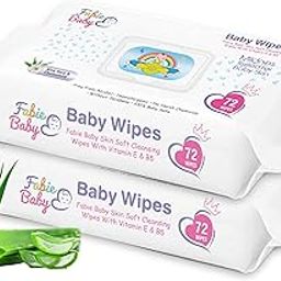 Fabie Baby Wipes for New Born Baby with Vitamin E & B5, 100% Paraben free, No Harsh Chemicals, Safe for Delicate Skin, Hypoallergenic, 144 Wipes-image-1