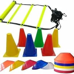 Layan Sports 6 Inch Cones Pack 6,10 Space Markers and 4 Meter Ladder Training/Fitness/Stamina Building Kit-image-63