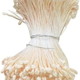 UJEAVETTE 360 Pieces 6cm Artificial Pearl Double Heads Flower Stamen Pistil Beige-image-87